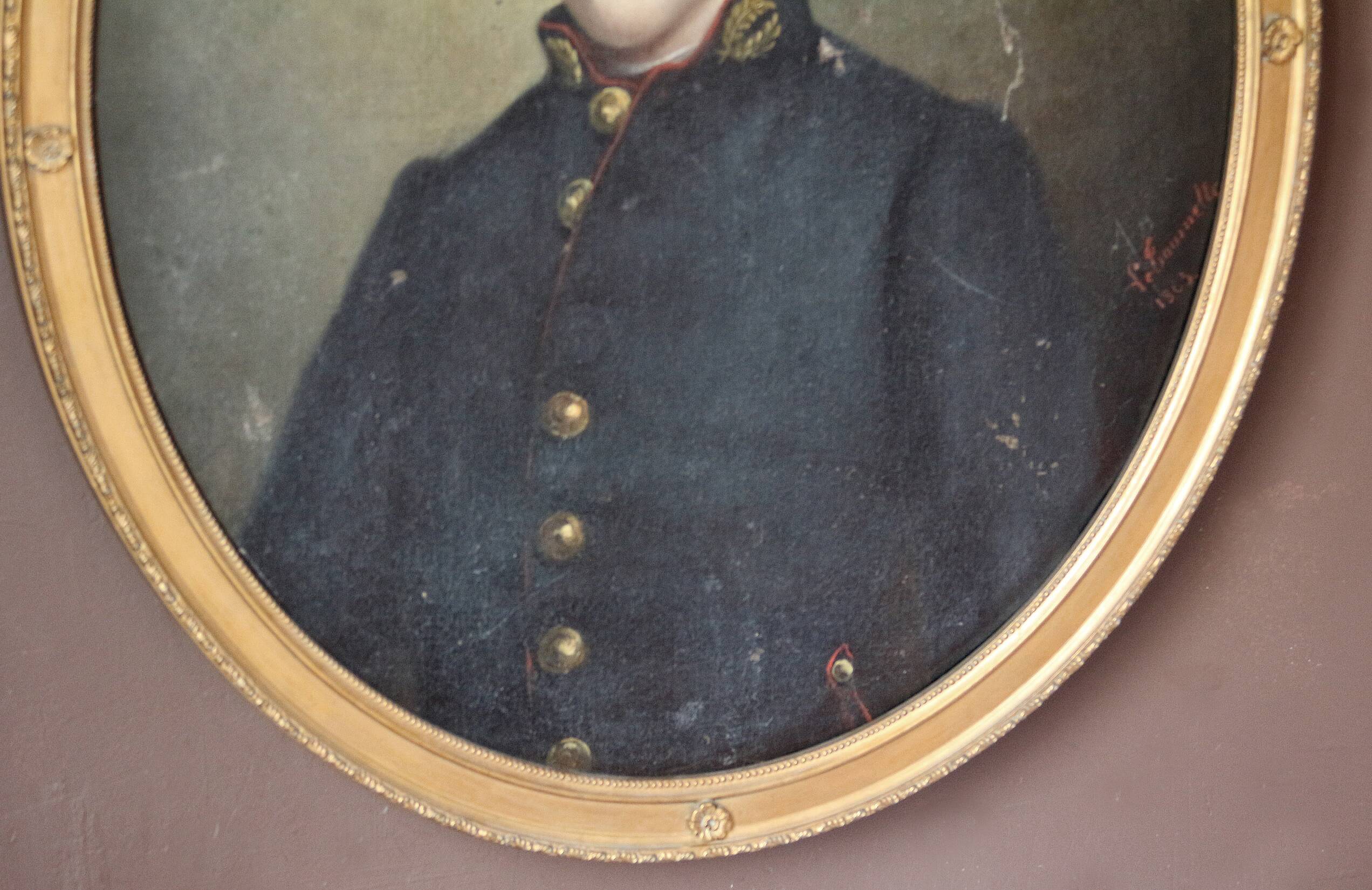 Painting: LETOURNELLE (19th century). Portrait of a schoolgirl. 1862.