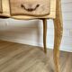 Vintage light wood desk with 3 drawers in Louis Philippe style, chic country.
