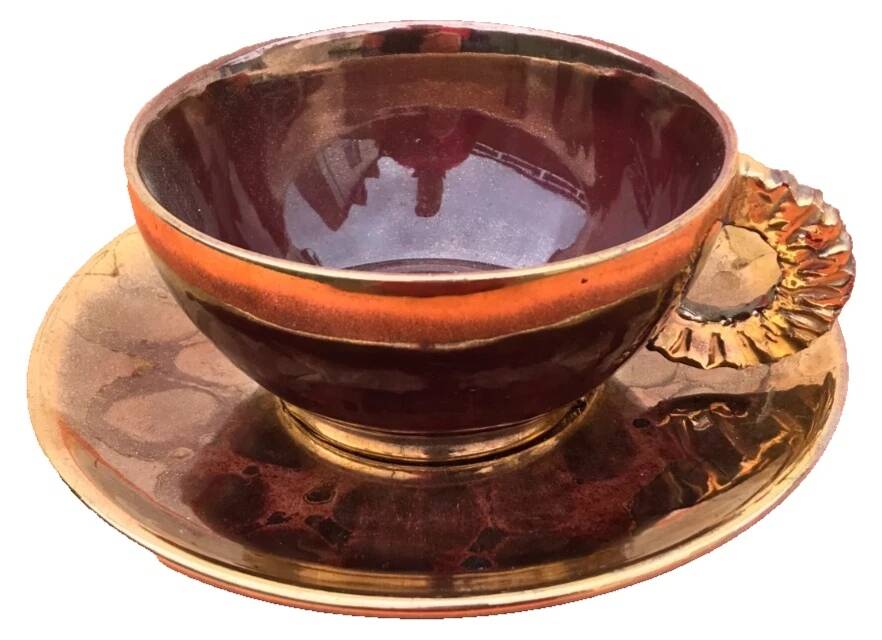1960s Ceramic Breakfast Cup / Saucer in the Vallauris Style