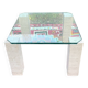 Table basse vintage en travertin et verre