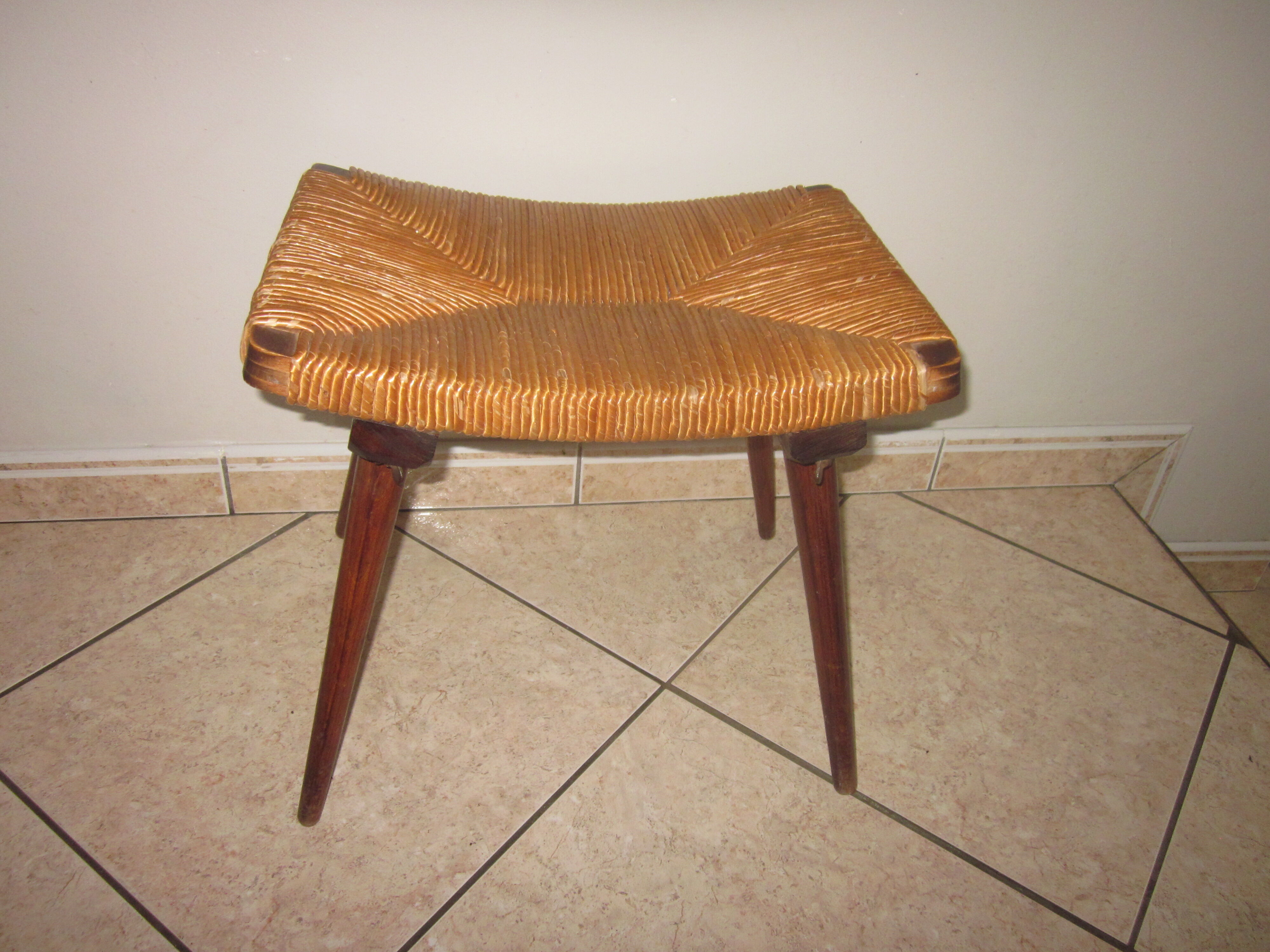 Tabouret vintage paille 1960