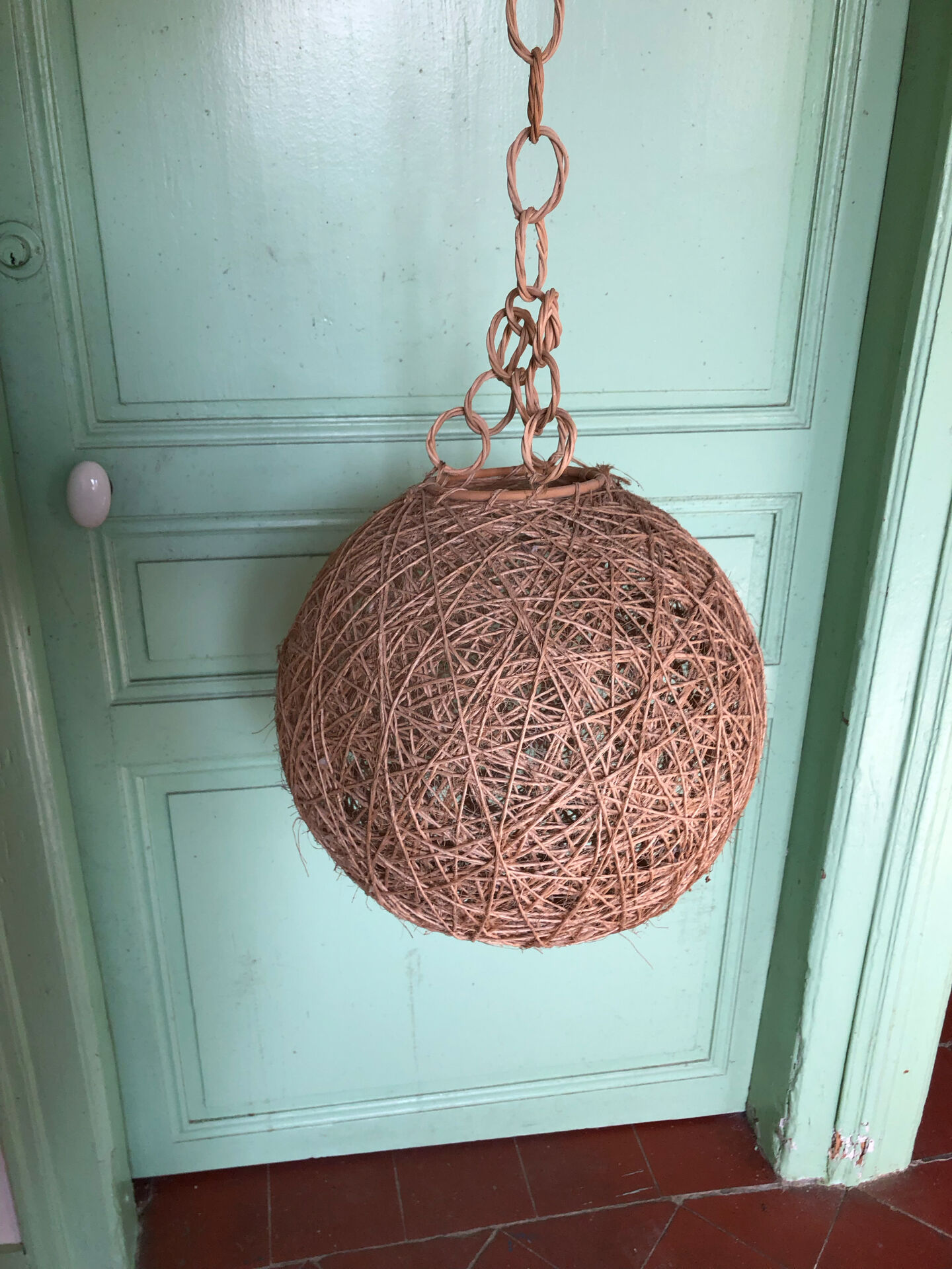 Hemp and rattan ball pendant lampshade