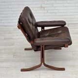 1970s, Norwegian armchair by Jon Hjortdal, furniture leather, bent wood.