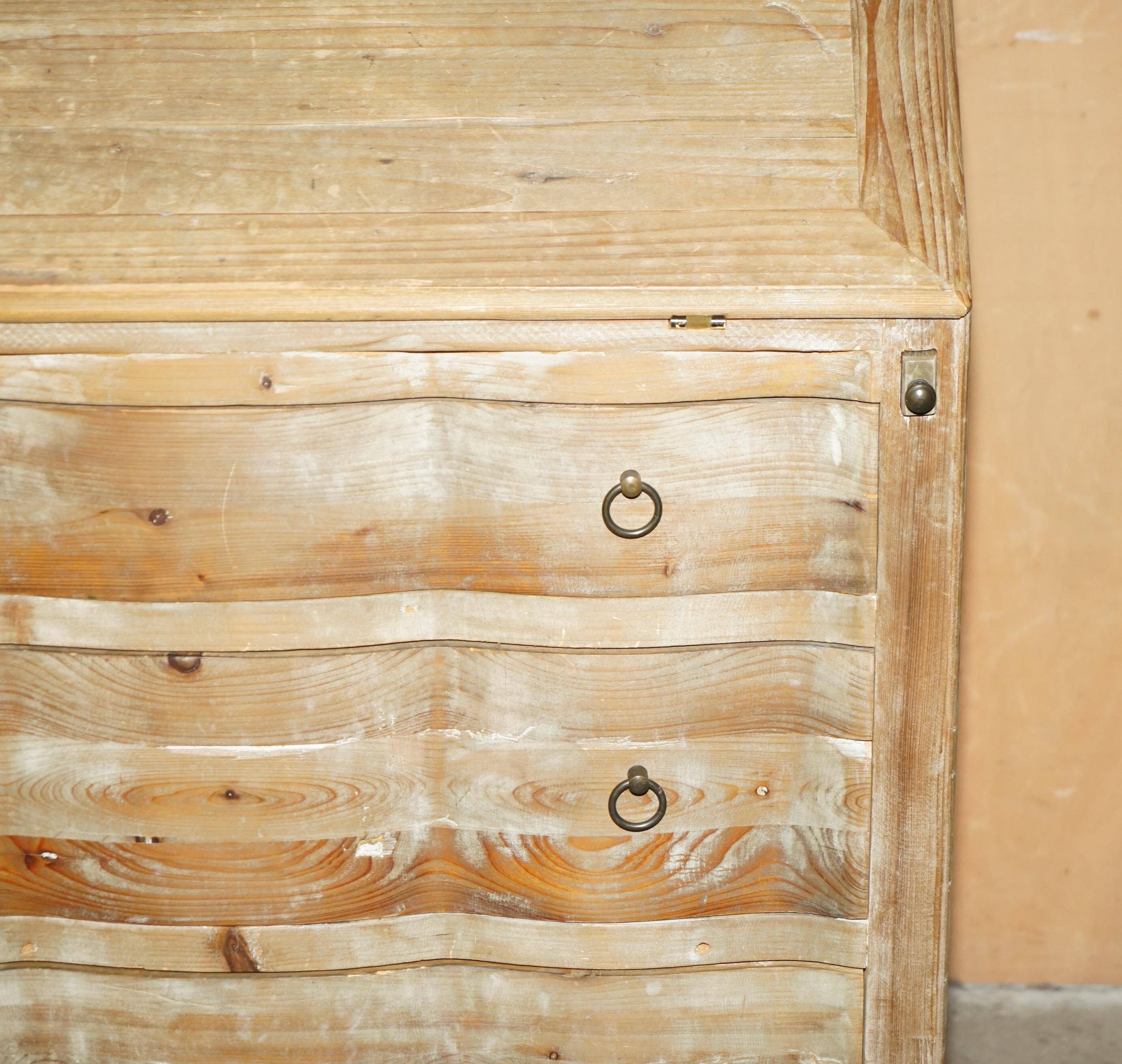 Rustic Swedish pine drop-leaf desk