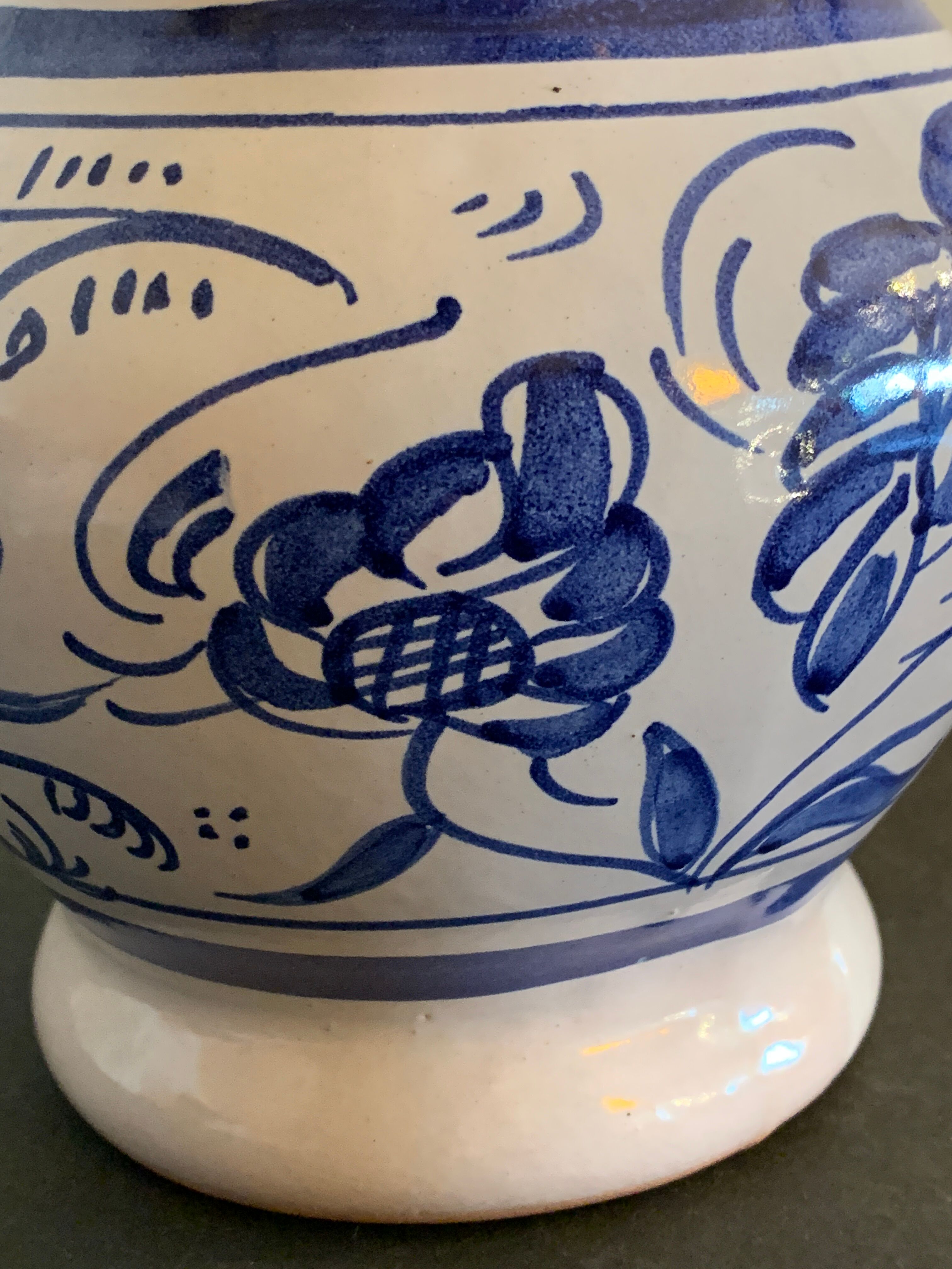 Domingo Punter blue ceramic pitcher, Teruel, 1960