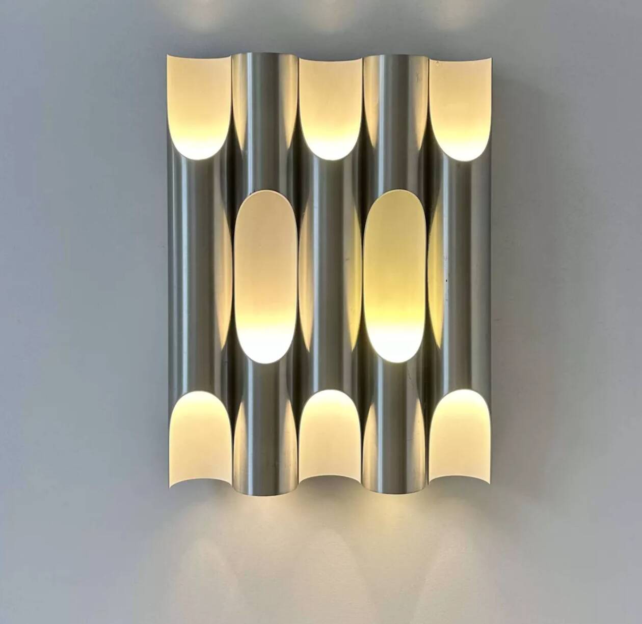 Applique vintage "Fuga XL", métal brossé, Raak Pays Bas 1970