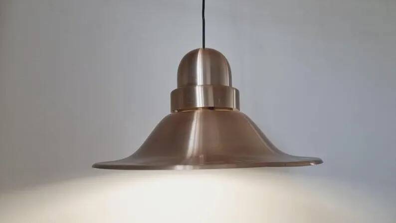 Large Midcentury Copper Pendant, Denmark, 1970s
