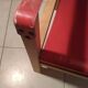 Wood and red leather armchair 60