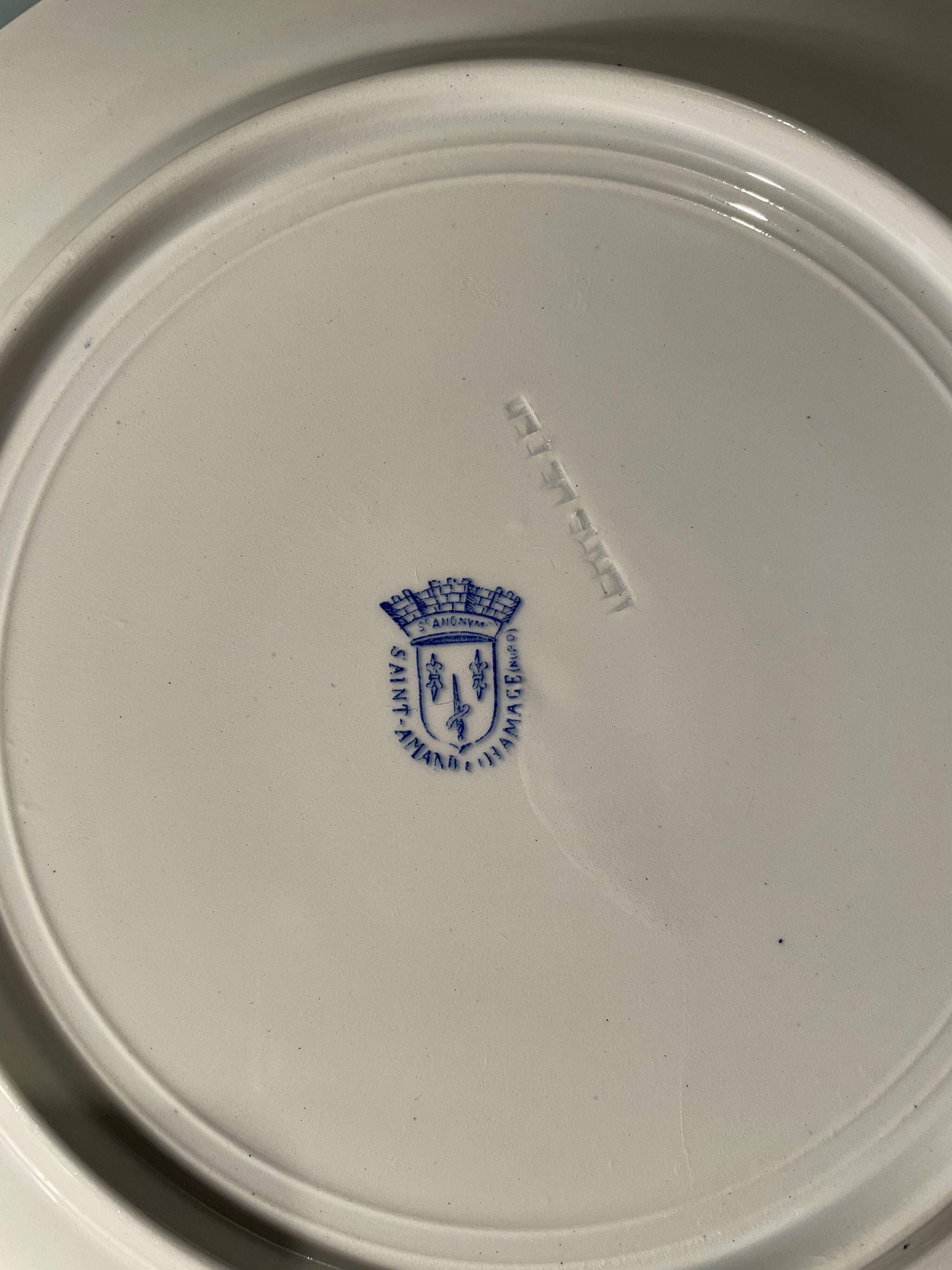 Set of 12 flat plates Terre de Fer St Amand and Hamage