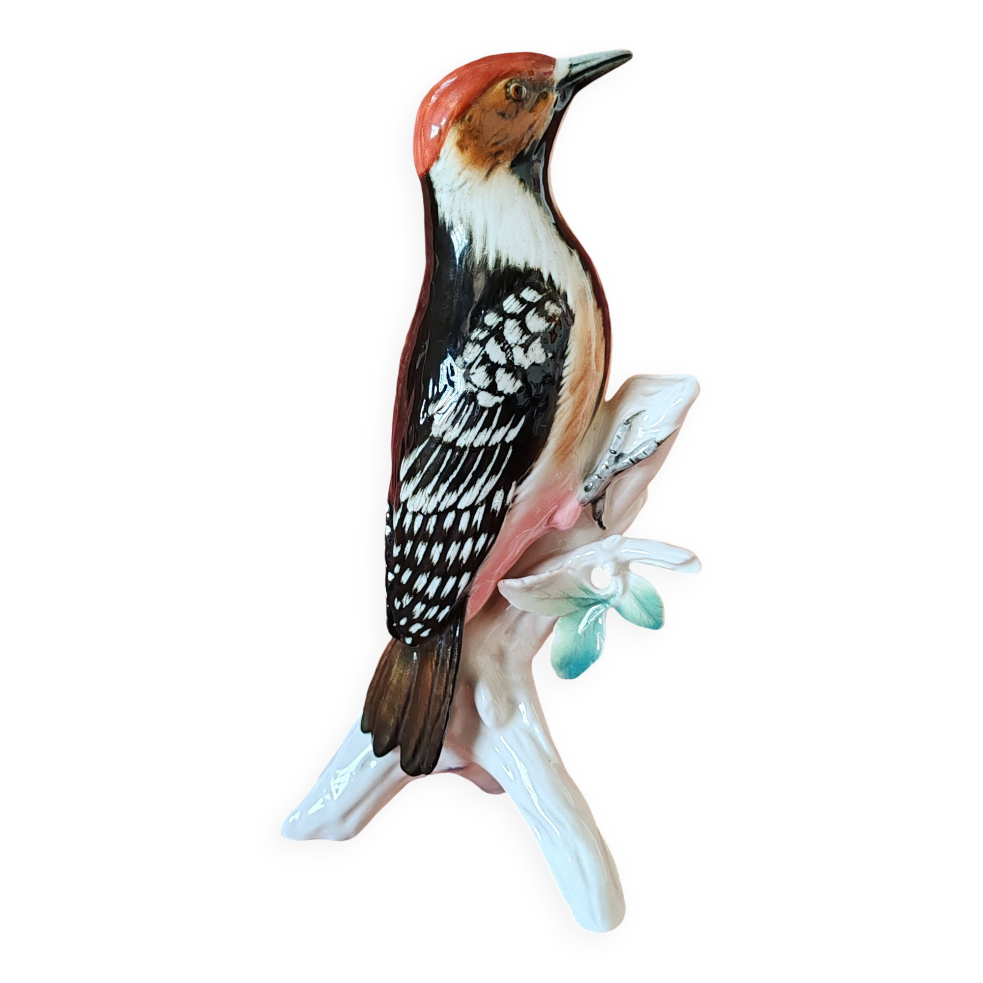 Porcelain woodpecker bird by Karl Ens...Germany....