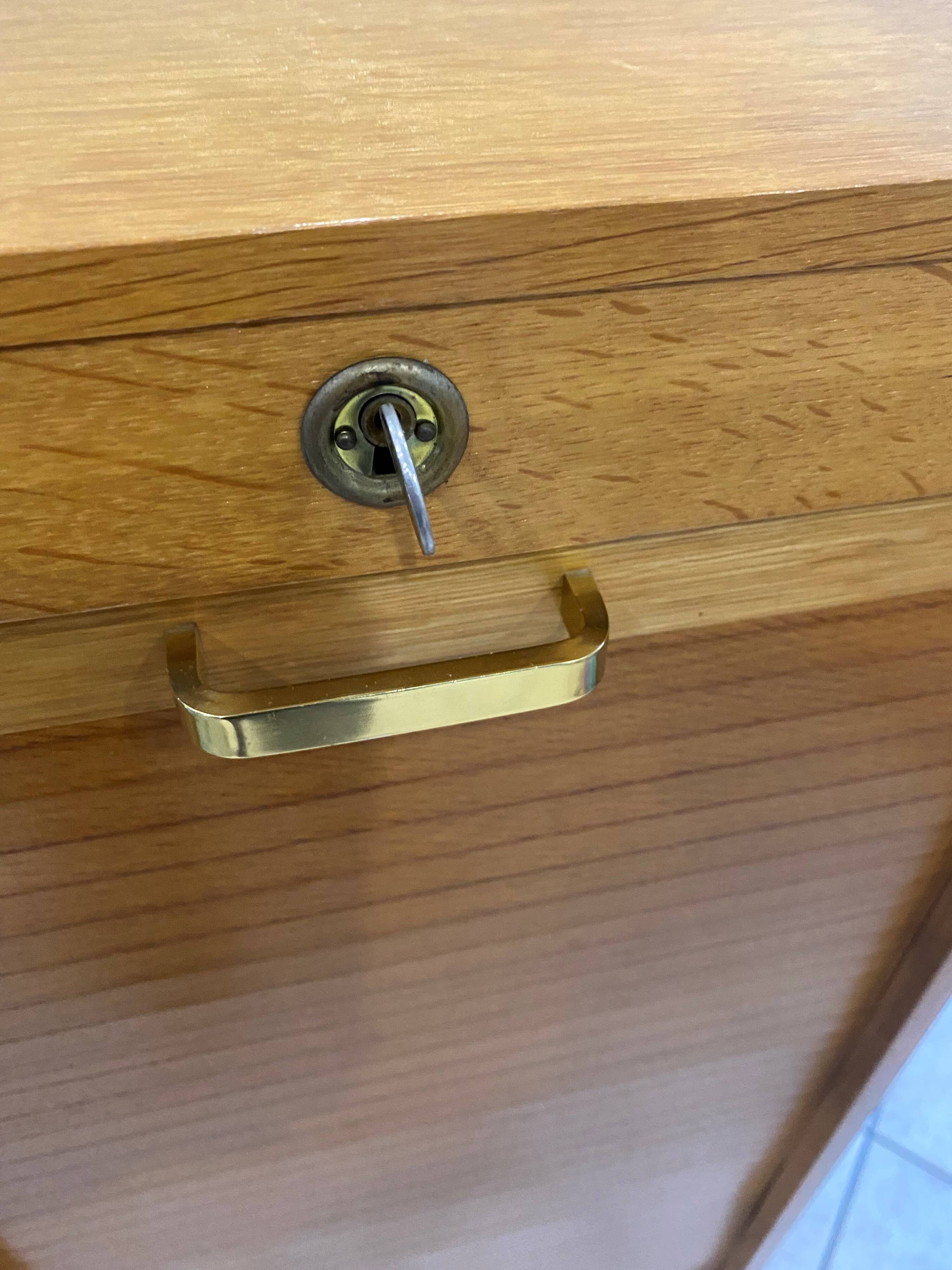 1960s office filing cabinet with curtains