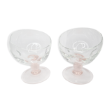 Pair of standing glass cups, 16 cm, pink