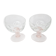 Pair of standing glass cups, 16 cm, pink