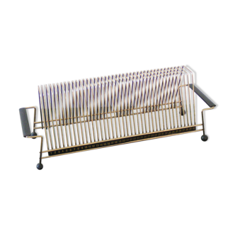 Porte vinyles en métal doré années 60