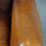 Vintage Sheepskin Leather Wingback Chair