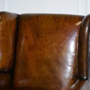 Victorian Hand-Dyed Brown Leather Reading Chair