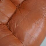 Pouf / Canapé 2 places en cuir patchwork vintage