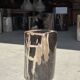 Petite table d'appoint en bois pétrifié cœur noir écorce stries noires et b