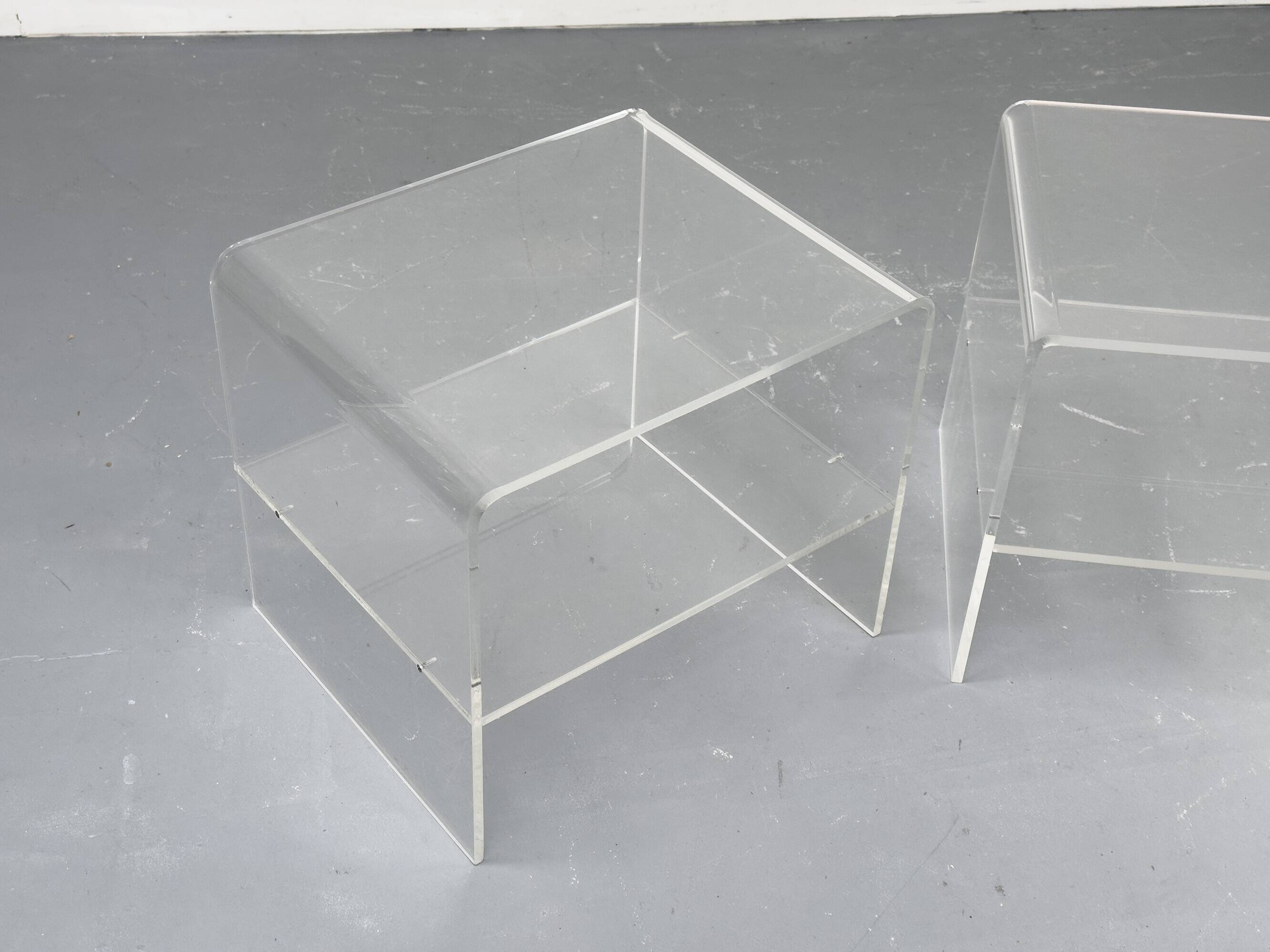 Set of 2 Acrylic Bedside Tables, 1970s