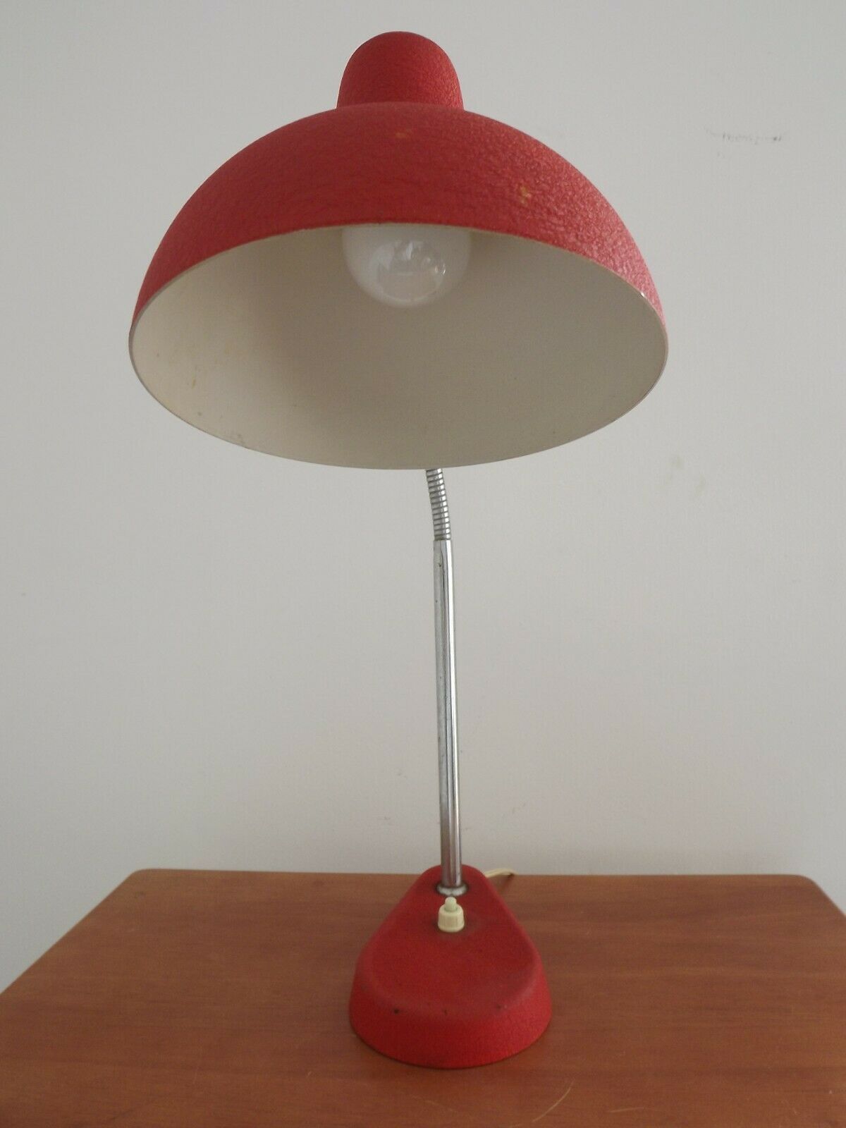 Red & Silver Metal Swan Neck Table Lamp