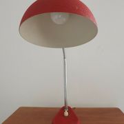 Lampe de Table Col de Cygne en Métal Rouge & Argent