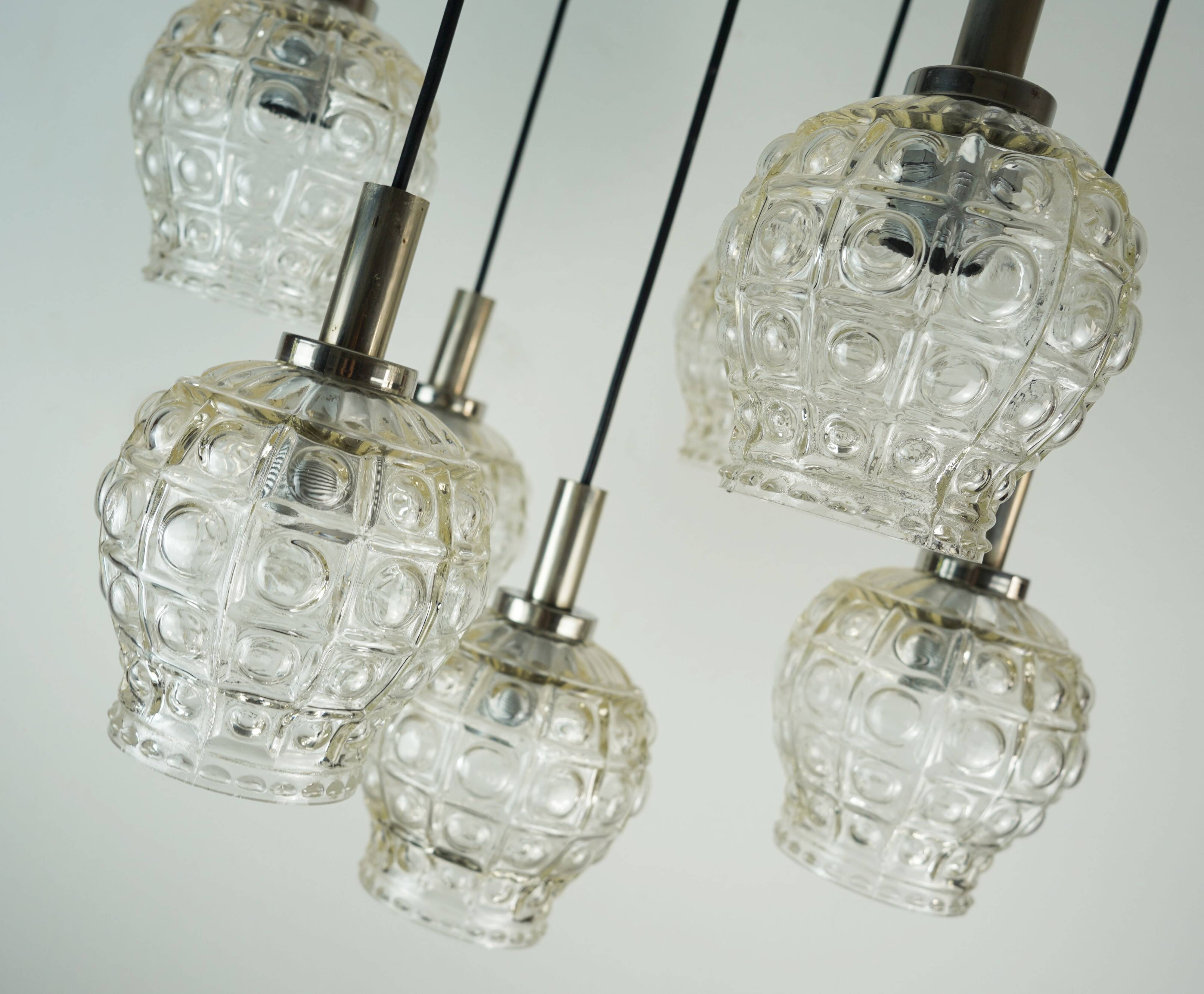 cascade PENDANT LIGHT - 7 shades - bubble glass and chrome - 1960/70s