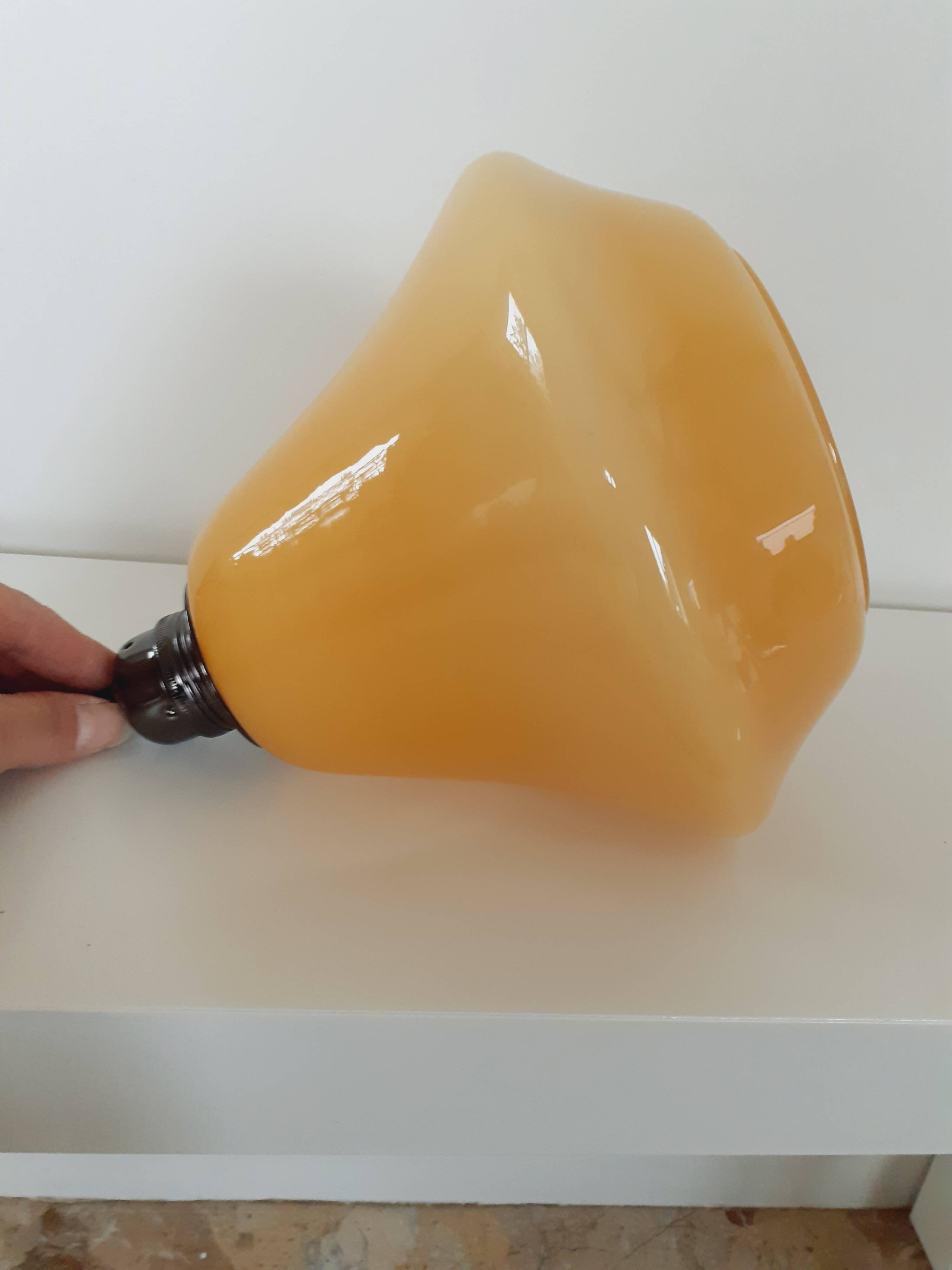 Vintage pendant light, yellow opaline.