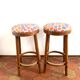Pair of vintage wooden stools - vintage flower