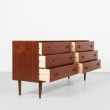 Midcentury Danish sideboard with 6 drawers in teak by Dyrlund 1960s