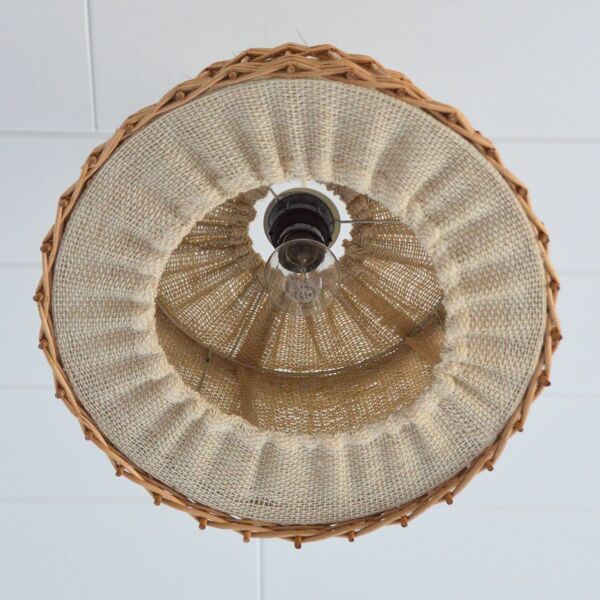 Suspension en toile de jute et rotin, 1970