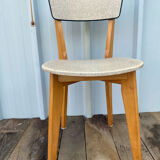 Antique Scandinavian Wooden Chair + Vintage Grey Vinyl Seat & Backrest