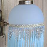Blue wall lamp with pearl fringes