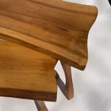 Dutch nesting tree tables Wabi Sabi brutalist style, 1960s