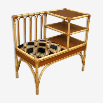 Rattan telephone bench from the 70s