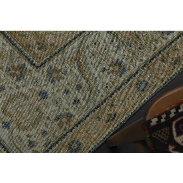 1970s Vintage Persian Handmade Wool Cotton Beige Area Rug 284x374