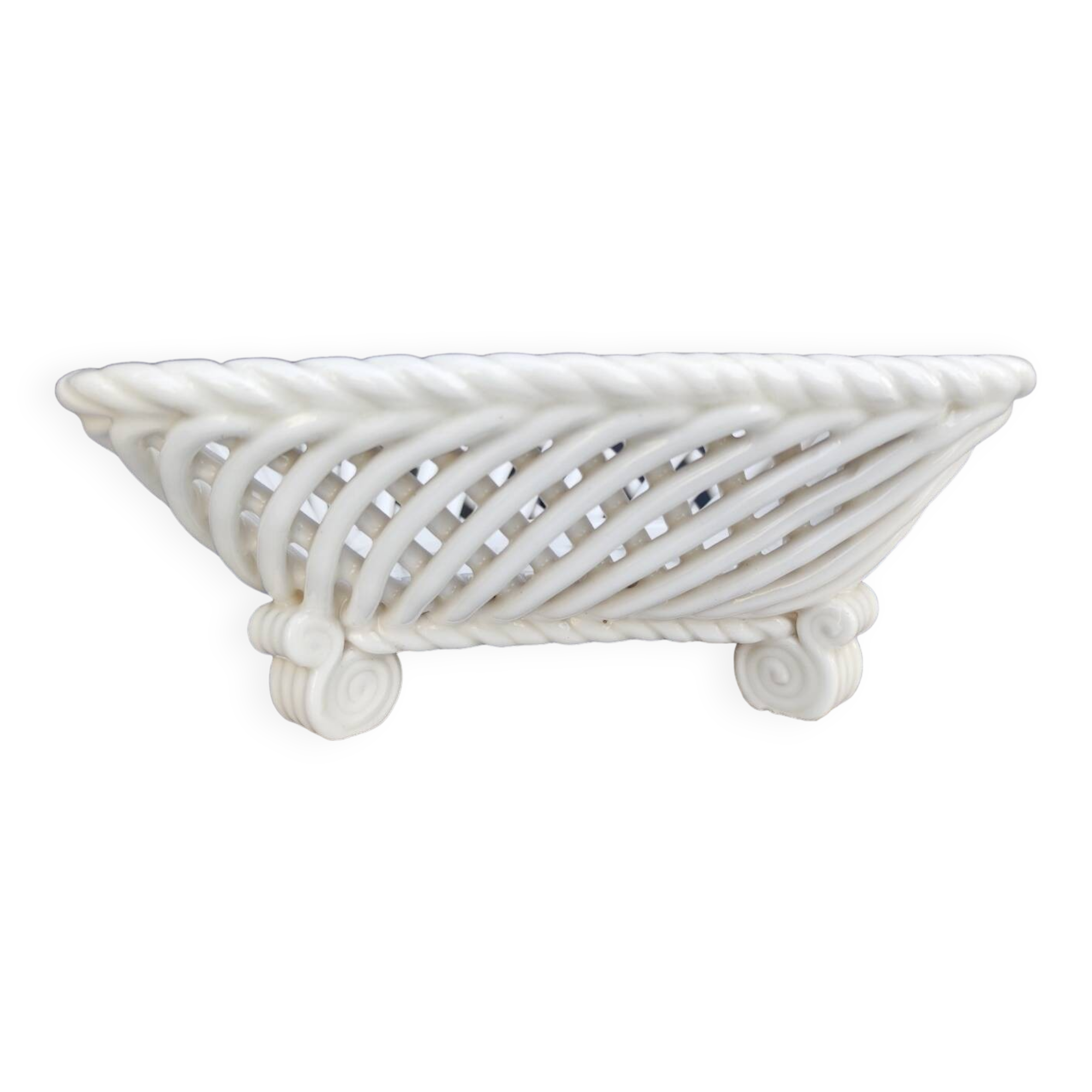 Vintage basket, woven ceramic fruit bowl