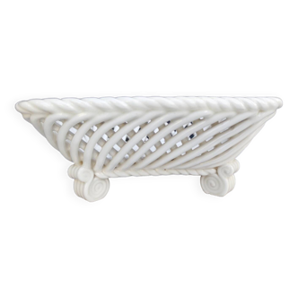 Vintage basket, woven ceramic fruit bowl