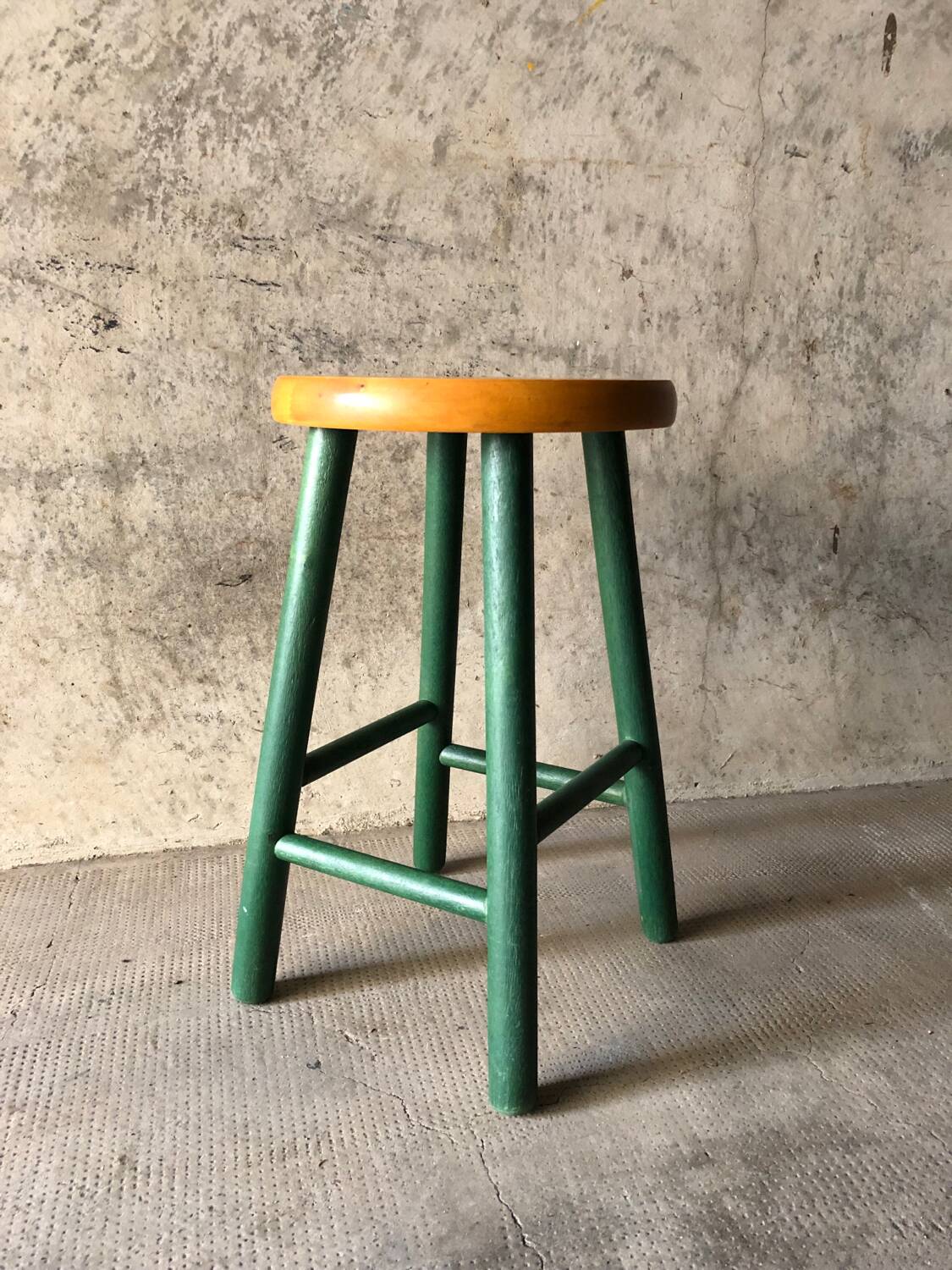 Vintage Scandinavian pine stool