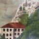 The Castle of Petrarch and the Oil Sorgues on ancient panel.