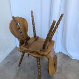 Set of 6 Vintage Tyrolean Heart Cutout Wooden Dining Chairs / Darker Brown