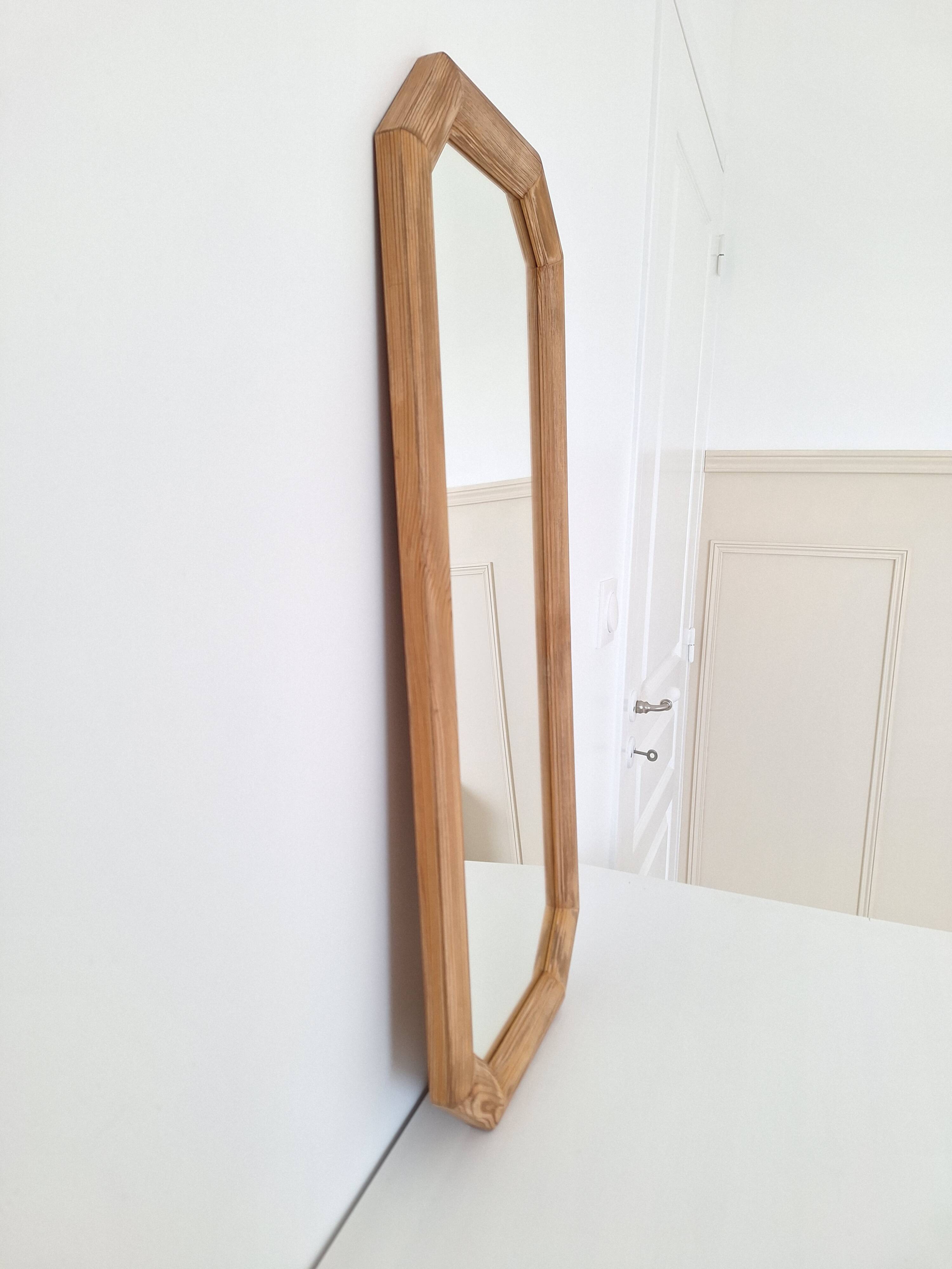Octagonal solid wood mirror from the 1980s.