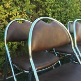 Set de 6 chaises pliantes acier et similicuir 70’s