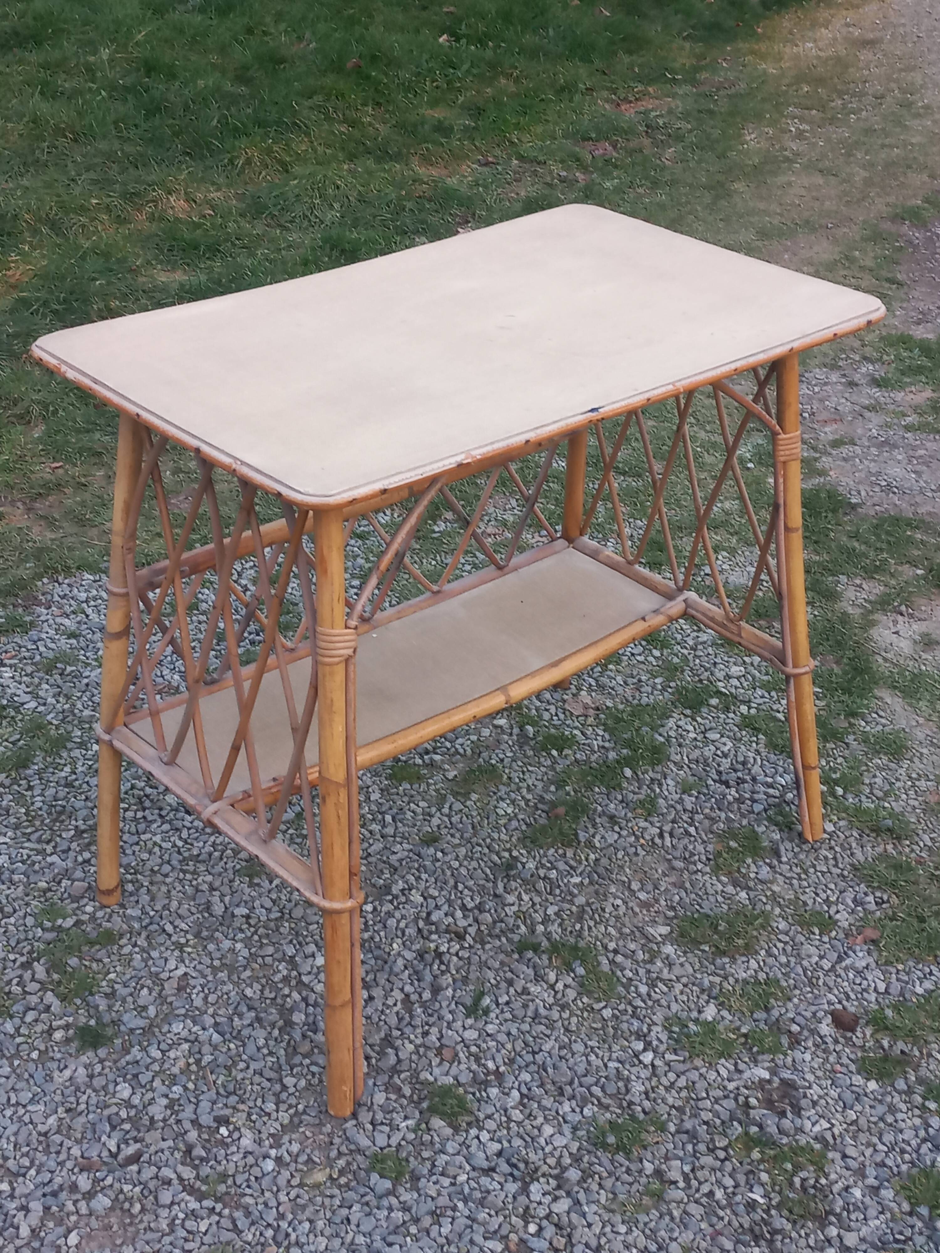 1950s rattan console table