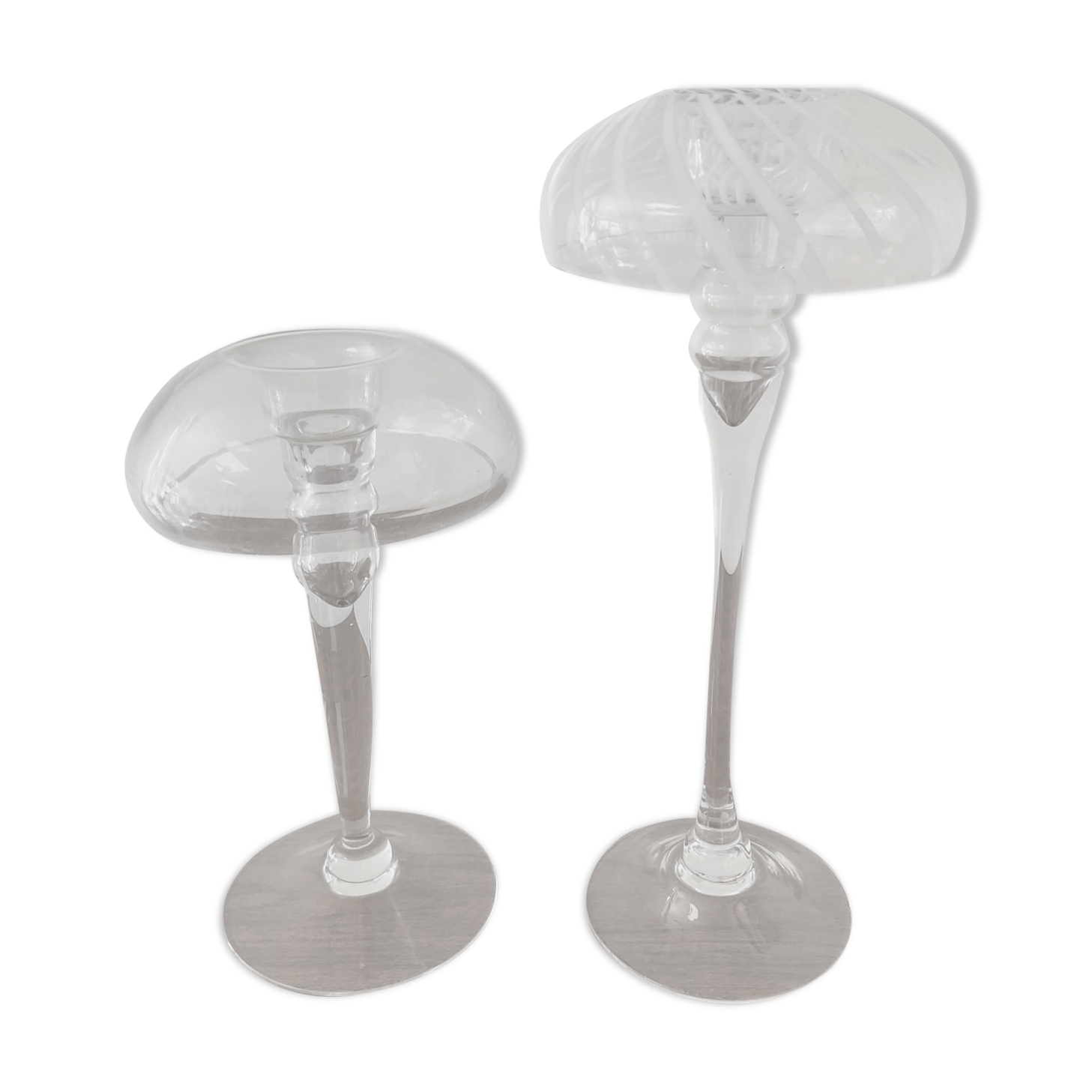 Pair of candle holders in glass paste