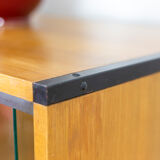 Oak and metal bookcase  design ARP (Motte Guariche Mortier), edition Minvielle 1960