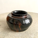 small round glazed ceramic vase