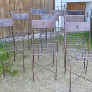 Série de 8 chaises de jardin en fer forgé