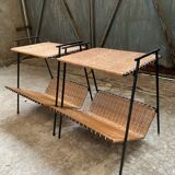 Pair of Raoul Guys Wicker Magazine Racks Circa 195