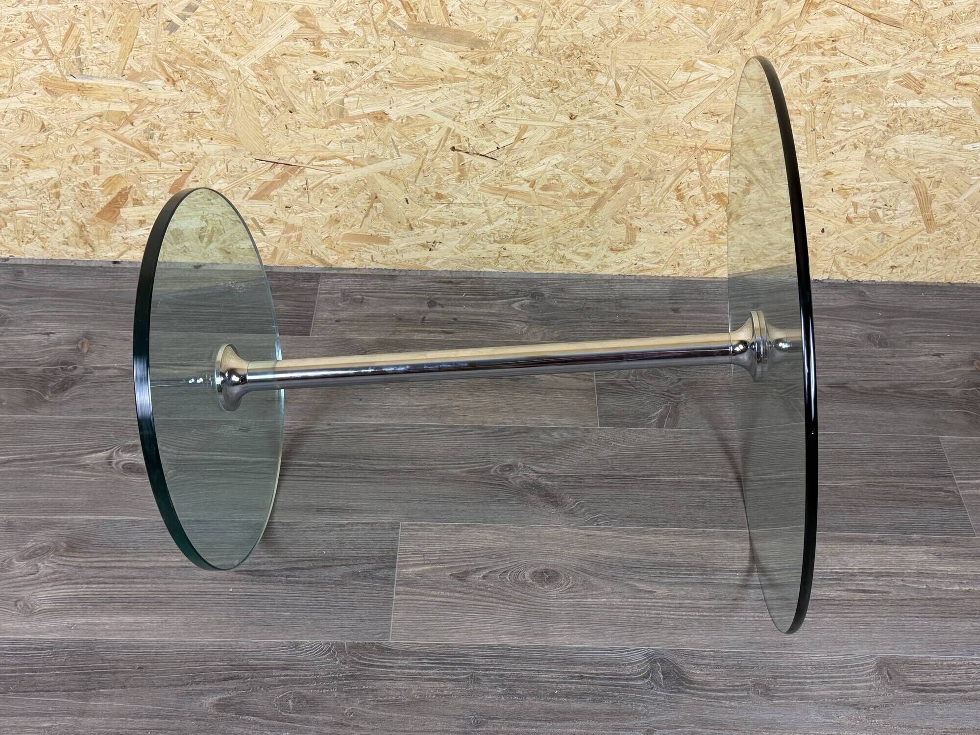 1970s 1980s Coffee Table Side Table in Chrome and Glass Space Age Design