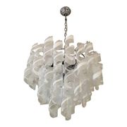 Murano Glass Sputnik Chandelier With Swirling Italian Glass Clear and White
